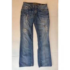 BKE Aiden Jeans Mens 32x32 Distressed Bootcut 100% Cotton Medium Wash